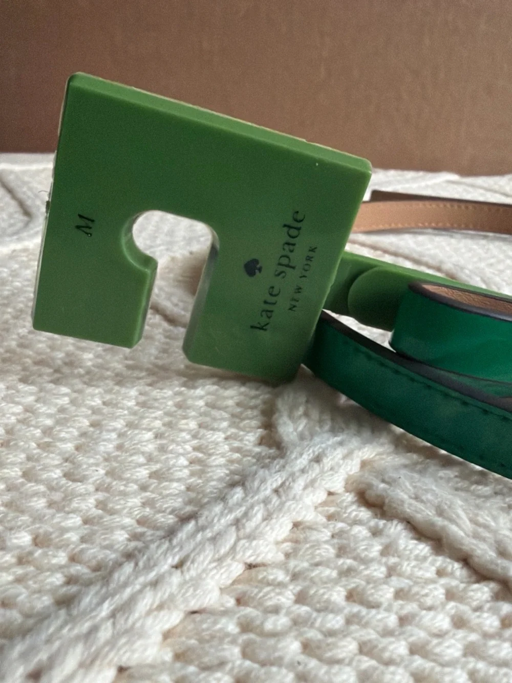 kate spade green leather skinny bow belt with spade charm